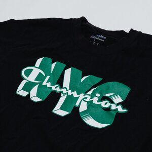 Champion NYC Graphic T-Shirt Black & Green Size Small